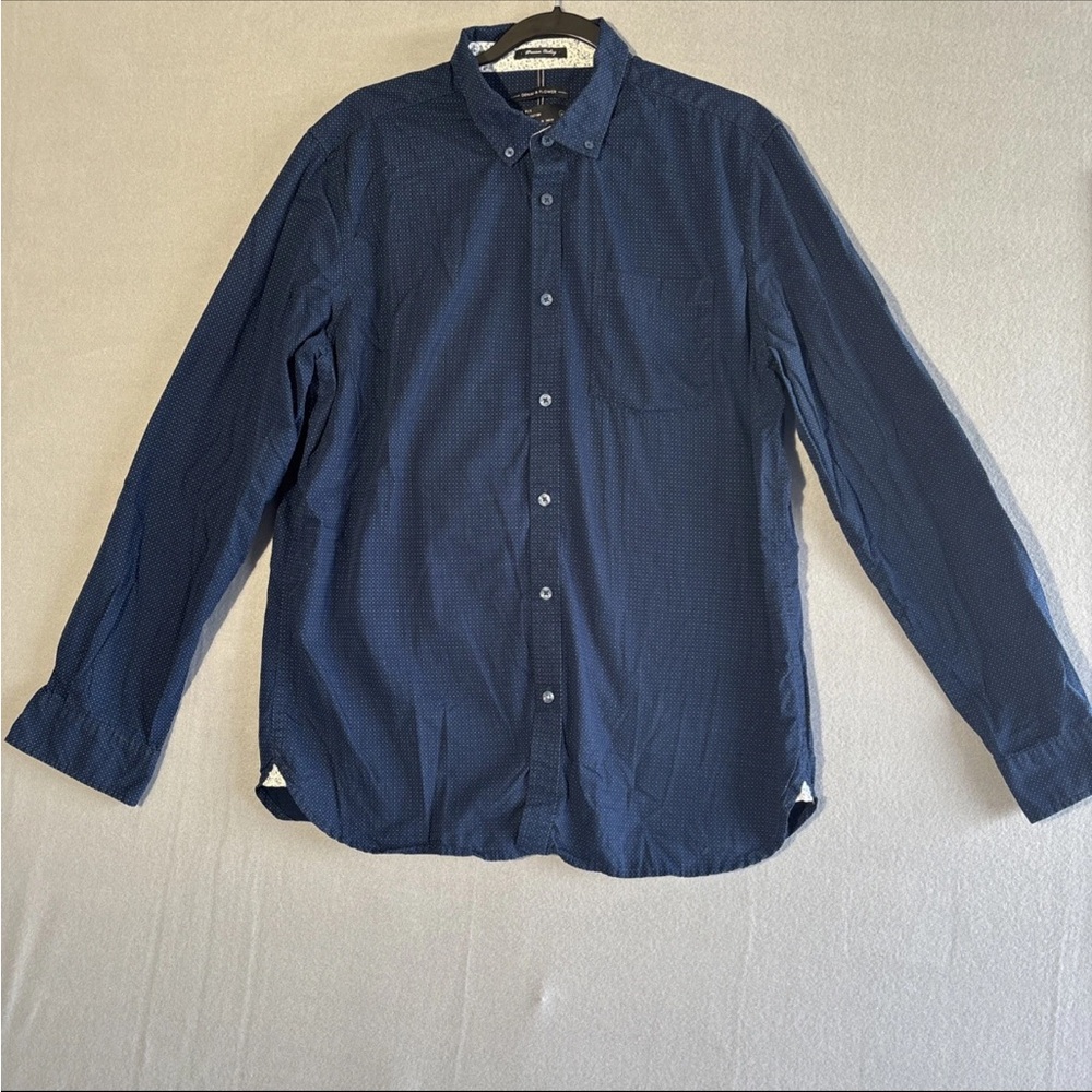 Denim & Flower Dark Blue Casual Button-Down Shirt